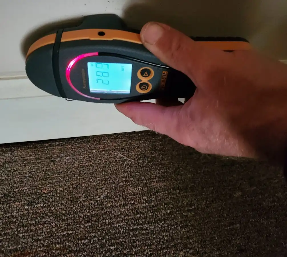 Moisture detection at baseboard during Sewage Cleanup & Sanitation in San Antonio